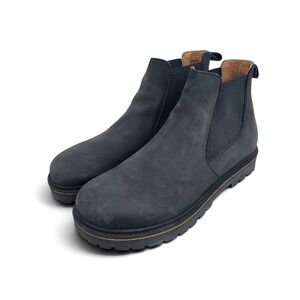 Birkenstock Stalon Chelsea Boots 41 L10 M8 Black Nubuck Leather Lug Sole Comfort